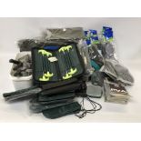 A LARGE QUANTITY OF VARIOUS PACKED AS NEW FISHING RELATED ACCESSORIES TO INCLUDE BAGS,