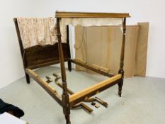 AN EARLY C19TH OAK FOUR POSTER BED FRAME,