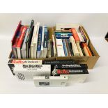 2 BOXES OF MIXED BEATLES AND JOHN LENNON BOOKS INCLUDING PAPER AND HARD BACKS TO INCLUDE PAUL