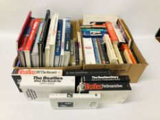 2 BOXES OF MIXED BEATLES AND JOHN LENNON BOOKS INCLUDING PAPER AND HARD BACKS TO INCLUDE PAUL