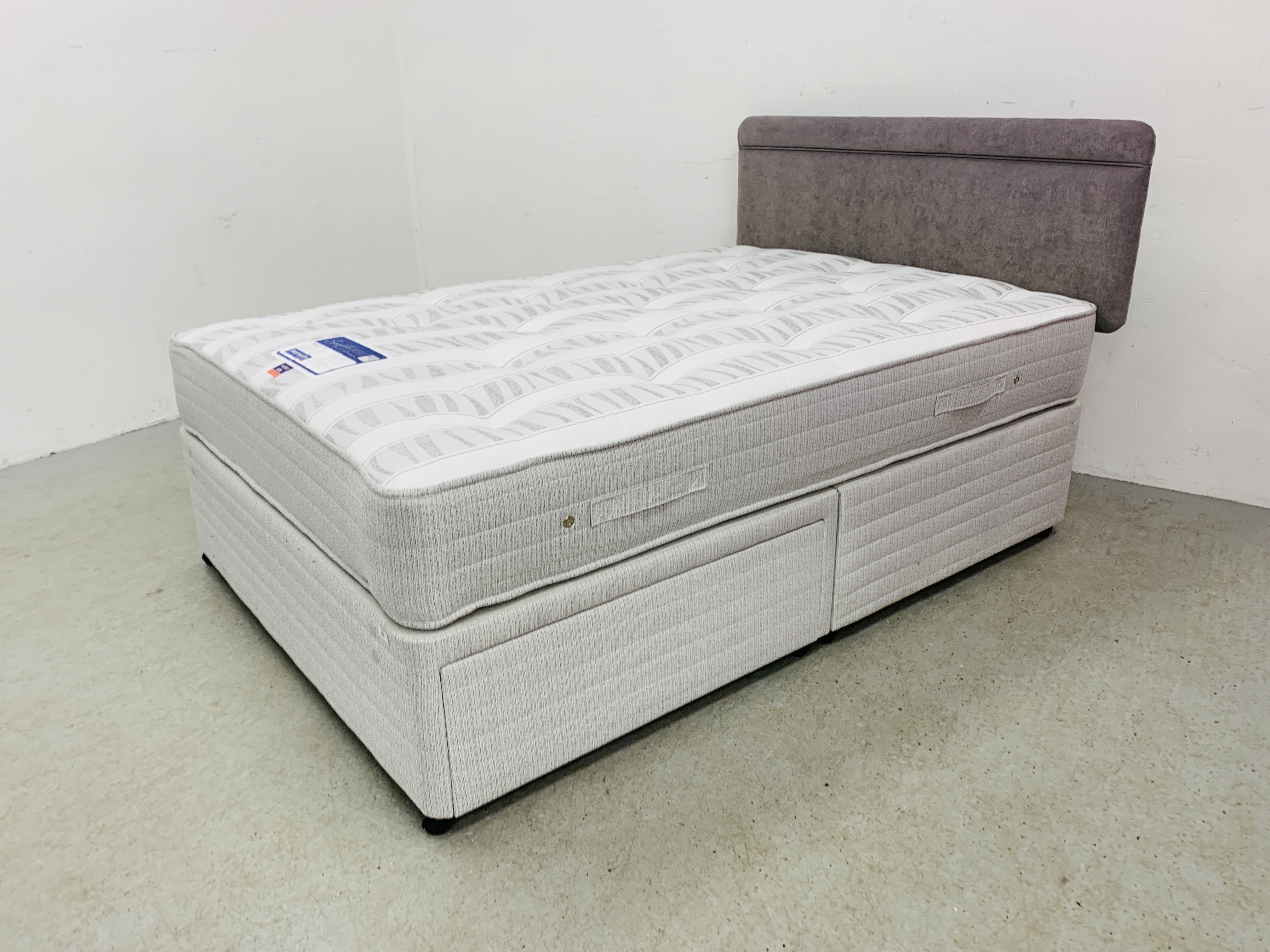 A SLEEP MASTER SERENITY RANGE BACKCARE ULTIMA DOUBLE DIVAN BED WITH TWO DRAWER BASE COMPLETE WITH - Image 2 of 13