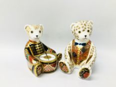 2 X ROYAL CROWN DERBY TEDDY BEAR PAPERWEIGHTS GOLD STOPPERS.