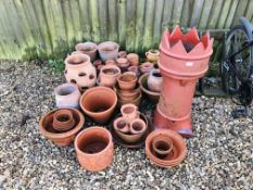 A LARGE COLLECTION OF TERRACOTTA PLANTERS, POTS,