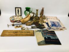 BOX OF MIXED COLLECTIBLES TO INCLUDE MARY GREGORY STYLE JUG A/F, CRIBBAGE BOARD, NELSON SILHOUETTE,