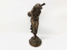 A FRENCH BRONZE OF A FEMALE LUTE PLAYER, THE BASE INSCRIBED "STELLA",