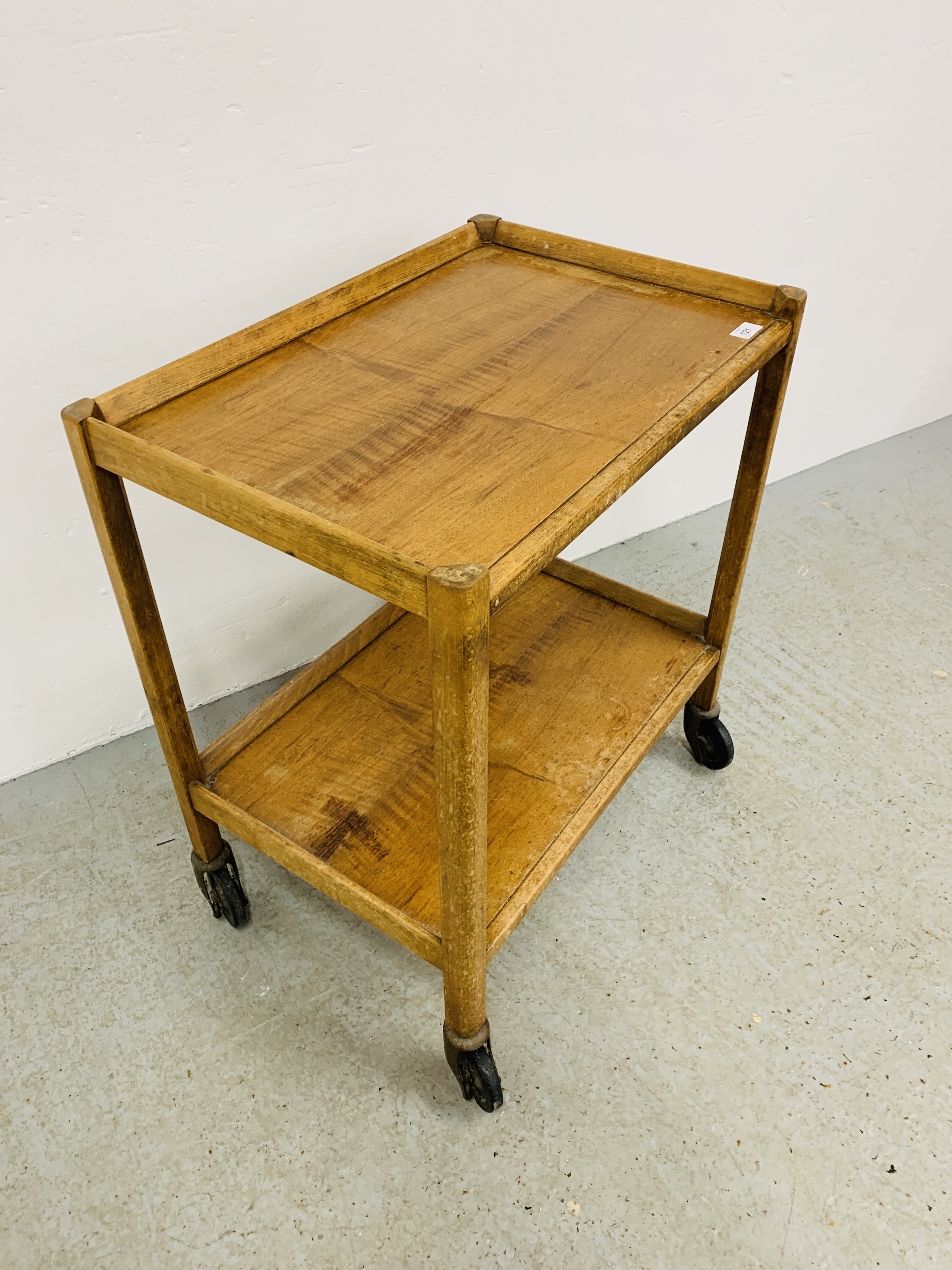 A HARDWOOD TWO TIER TROLLEY W 63CM. D 43CM. H 72CM. - Image 3 of 7