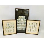 3 FRAMED AND MOUNTED CIGARETTE CARD DISPLAYS TO INCLUDE WILLS, MILITARY ETC.