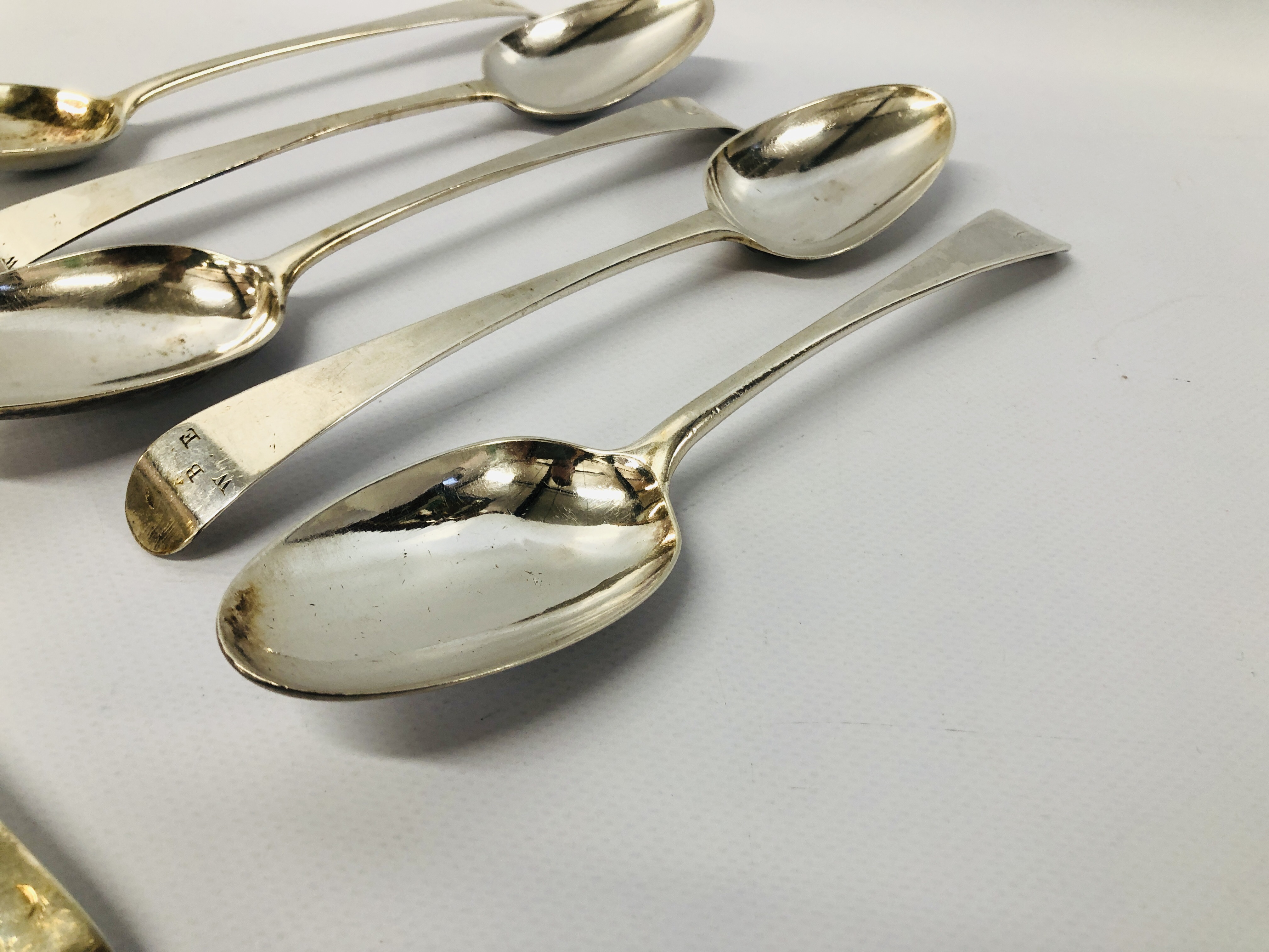 3 X PAIRS OF SILVER OLD ENGLISH PATTERN SERVING SPOONS, - Image 3 of 10