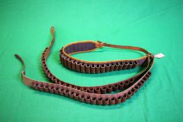 3 VARIOUS LEATHER AND CANVAS CARTRIDGE BELTS 2 X 16G & 1 X 12G