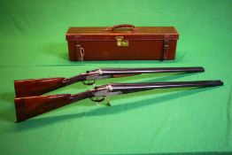 A PAIR OF CHARLES HELLIS 12 BORE SIDE BY SIDE SHOTGUNS, SEQUENTIALLY NUMBERED #4254 & #4255,