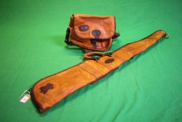 A QUALITY LEATHER BRETTONBANK CAMBRIDGE GUNSLIP COMPLETE WITH MATCHING CARTRIDGE BAG