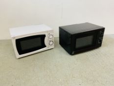 2 X ELECTRIC MICROWAVES, ONE WHITE 700W, THE OTHER BLACK 700W.