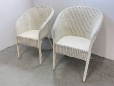A PAIR OF LLOYD LOOM WHITE FINISH CHAIRS