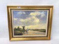 FRAMED OIL ON BOARD "LUDHAM" WINDMILL SCENE BEARING SIGNATURE JACK SAVAGE - W 44CM X H 33CM.