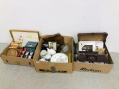 3 X BOXES OF ASSORTED SUNDRIES TO INCLUDE PLATES, ROYAL WORCESTER, EVESHAM,