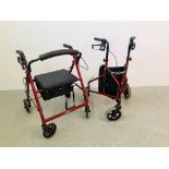 TWO DRIVE FOLDING WALKING AIDS - BOTH BRAKED - ONE THREE WHEEL,