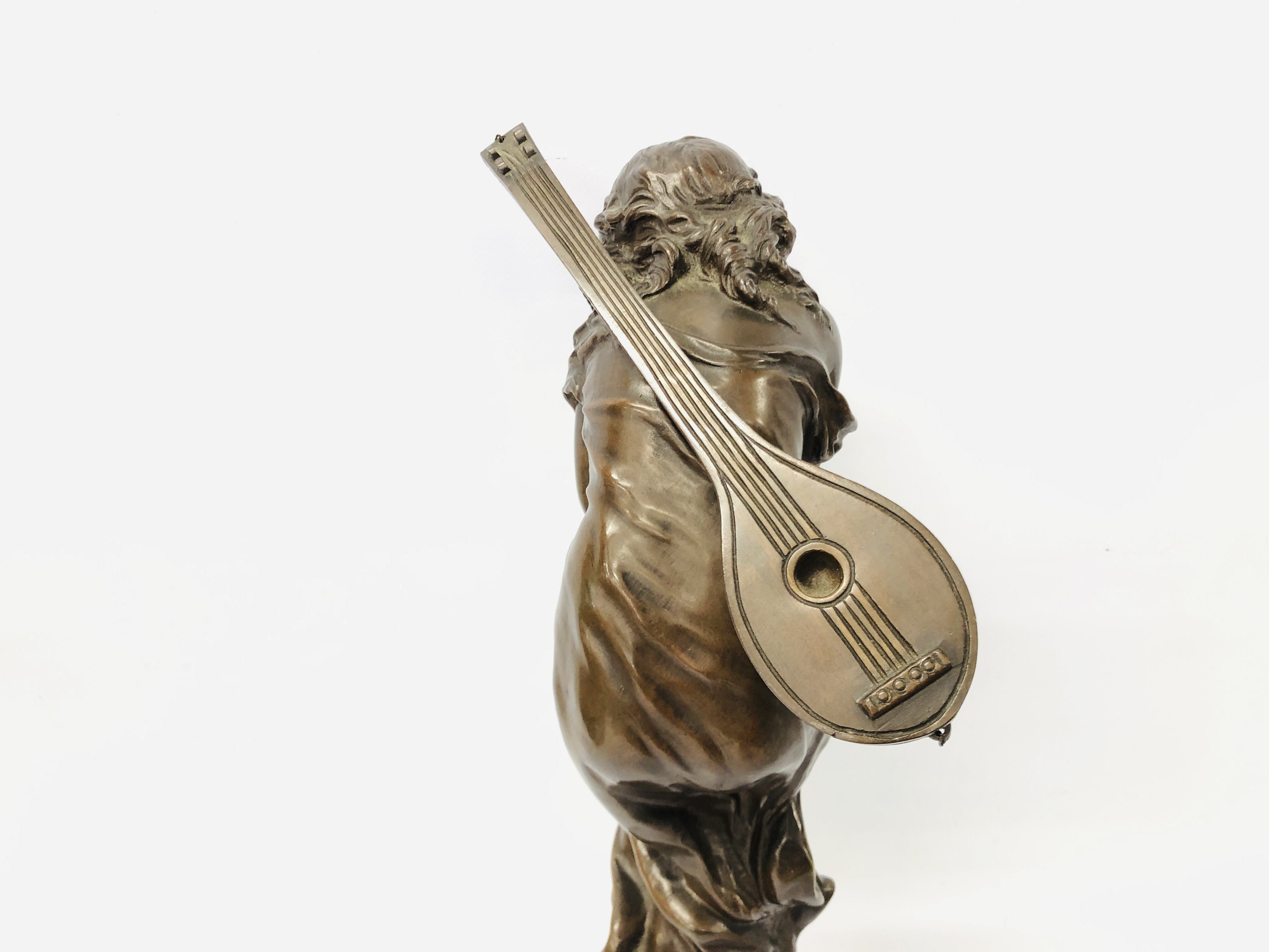 A FRENCH BRONZE OF A FEMALE LUTE PLAYER, THE BASE INSCRIBED "STELLA", - Image 7 of 10