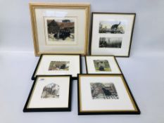 4 X LIMITED EDITION FRAMED CAT PICTURES BEARING PENCIL SIGNATURE LAURA BOYD + ONE OTHER "DES RES -