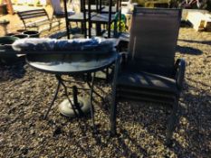 A PATIO TABLE AND CHAIR SET COMPRISING OF CIRCULAR TABLE, FOUR CHAIRS,