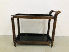 ORIENTAL CARVED HARDWOOD TROLLEY - H 73CM X W 84CM X D 39CM