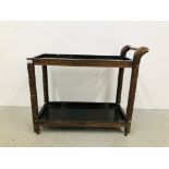 ORIENTAL CARVED HARDWOOD TROLLEY - H 73CM X W 84CM X D 39CM