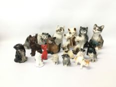 COLLECTION OF CAT ORNAMENTS TO INCLUDE A STUDIO POTTERY CAT