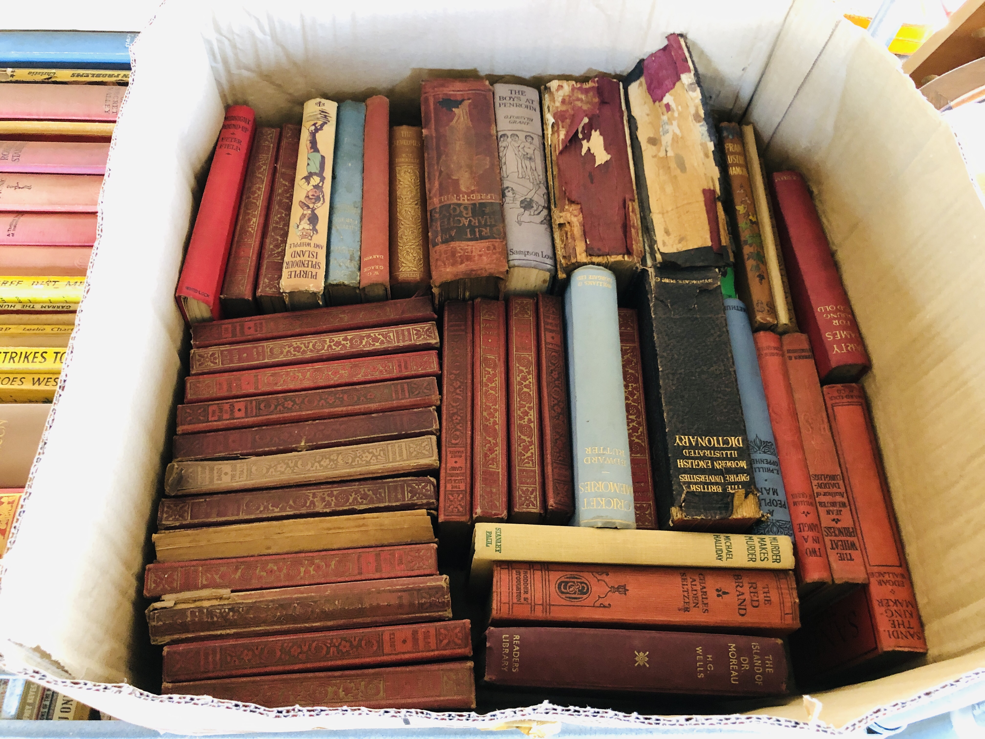 SEVEN BOXES OF ASSORTED BOOKS, MAINLY VINTAGE NOVELS. - Image 4 of 8