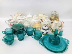 COLLECTION OF DECORATIVE TEAPOTS 12 APPROX TO INCLUDE ROYAL WORCESTER,