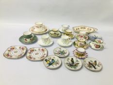 COLLECTION OF 9 ASSORTED COFFEE CANS AND SAUCERS TO INCLUDE CARLTON CHINA, MINTON, CRESCENT ETC.