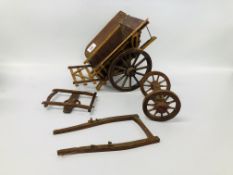 A VINTAGE WOODEN CART WITH COPPER DETAIL REQUIRES ATTENTION