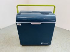AN OUTWELL 12 VOLT / 240 VOLT COOL BOX WITH CABLES (MODEL EC-1225) - SOLD AS SEEN