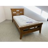 A MODERN SOLID BEECHWOOD SINGLE BEDSTEAD WITH SILENTNIGHT MIRACOIL 3 SUPREME MATTRESS