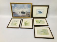 4 X FRAMED ROLAND GREEN PRINTS W 17CM X H 12CM,