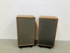 PAIR OF RETRO TEAK FINISH DYNATRON LS 300 FLOOR STANDING SPEAKERS - H 86CM X W 43CM X D 31CM.