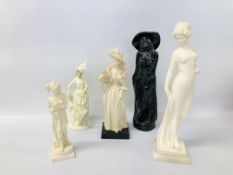 STONELITE FIGURINE ALONG WITH A FURTHER 3 CLASSICAL FIGURES,