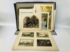 FOLIO OF ASSORTED UNFRAMED ART WORK, WATERCOLOURS, SOME BEARING INITIALS AGS ETC. APPROX 40.