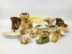 AN EXTENSIVE COLLECTION OF MOSTLY SYLVAC COLLECTIBLES TO INCLUDE PLANTERS, ANIMAL STUDIES ETC.