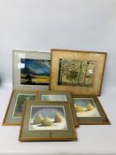 COLLECTION OF 6 VARIOUS PASTEL & WATERCOLOUR PICTURES TO INCLUDE 3 AMATEUR STILL LIFE STUDIES OF