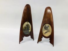 A PAIR OF ANTIQUE PROPELLER CONVERTED PHOTO FRAMES