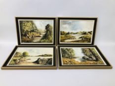 SET OF 4 FRAMED LANDSCAPES BEARING SIGNATURE LES FRAME