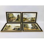 SET OF 4 FRAMED LANDSCAPES BEARING SIGNATURE LES FRAME