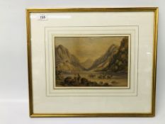 FOLLOWER OF DAVID COX: CATTLE BY A LOCK, BEARING SIGNATURE 18CM X 26CM.