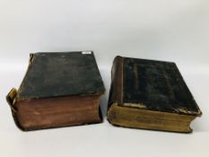 2 FAMILY BIBLES INCLUDING LEATHER BOUND