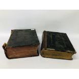 2 FAMILY BIBLES INCLUDING LEATHER BOUND