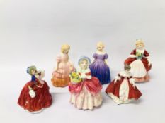 6 X ROYAL DOULTON FIGURINES TO INCLUDE CISSI & HN 1809, VALERIE HN 2107, MARIE HN 1370,