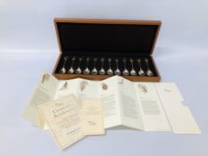 "THE ROYAL SOCIETY FOR THE PROTECTION OF BIRDS" BOXED SET OF SILVER SPOONS WITH CERTIFICATE OF