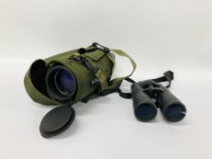 BAUSCH & LOMB 22 X WA SPOTTER SCOPE 60MM WITH PROTECTIVE CASE AND A PAIR OF DISCOVERY 8 X 42 ALL
