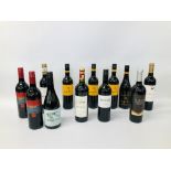 12 X VARIOUS BOTTLES OF RED WINE TO INCLUDE 3 X ARABELLA SOUTH AFRICAN SHIRAZ, 2 X MONTARIA,