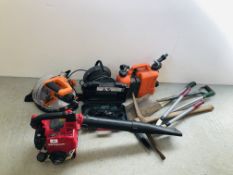 TOOLS TO INCLUDE HONDA HHB25 4 STROKE LEAF BLOWER, VANHAUS SAW,