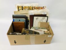 BOX OF ASSORTED VINTAGE EPHEMERA TO INCLUDE PHOTOGRAPHS, POSTCARDS, HAND WRITTEN LETTERS ETC.